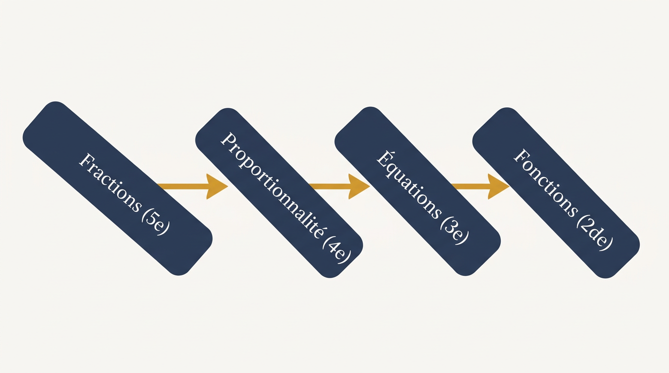 Infographie montrant l'effet domino des lacunes en mathematiques du college au lycee